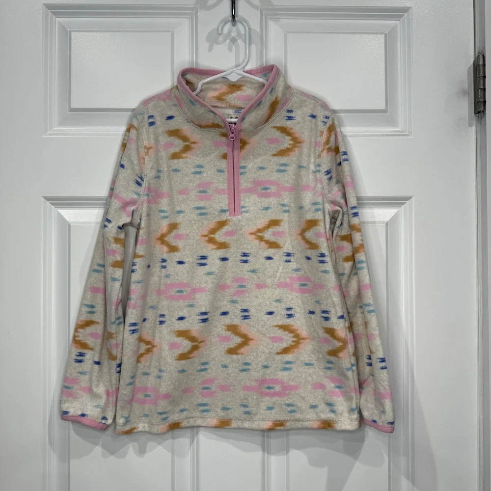 OshKosh Bgosh Girls Fleece Quarter Zip Pullover Tribal Print Size‎ 10
